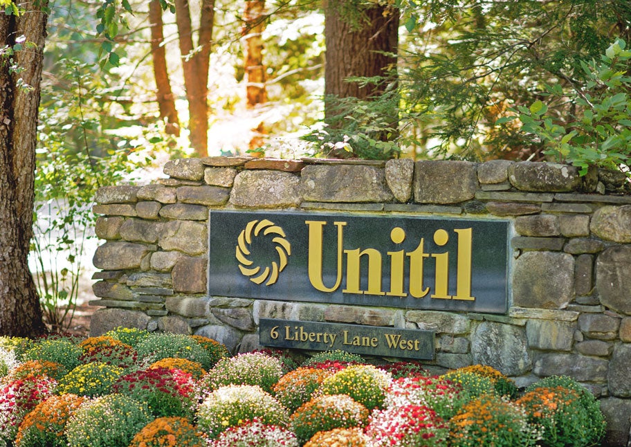 The Unitil sign at the Hampton, NH headquarters.