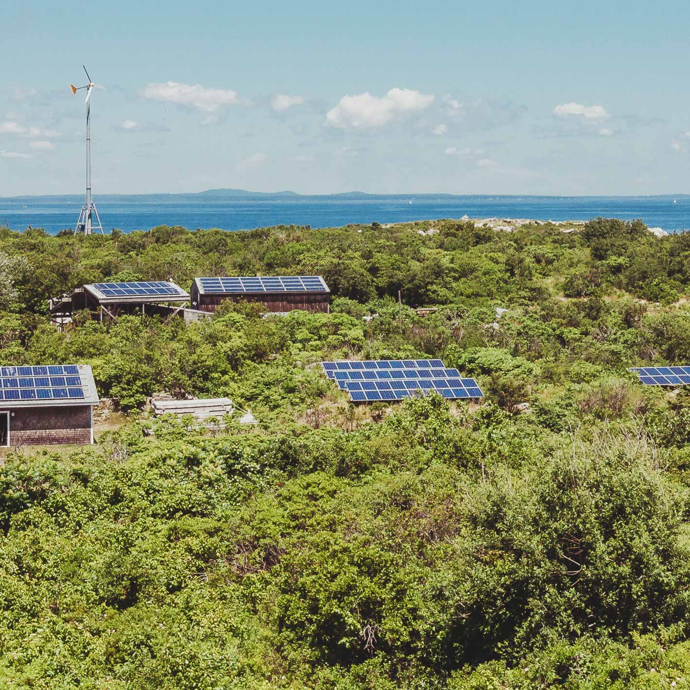 A view of the solar panels at Shoals Marine Laboratory. 