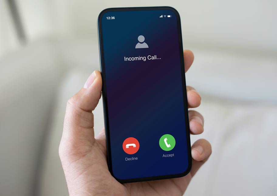 Incoming call on mobile phone