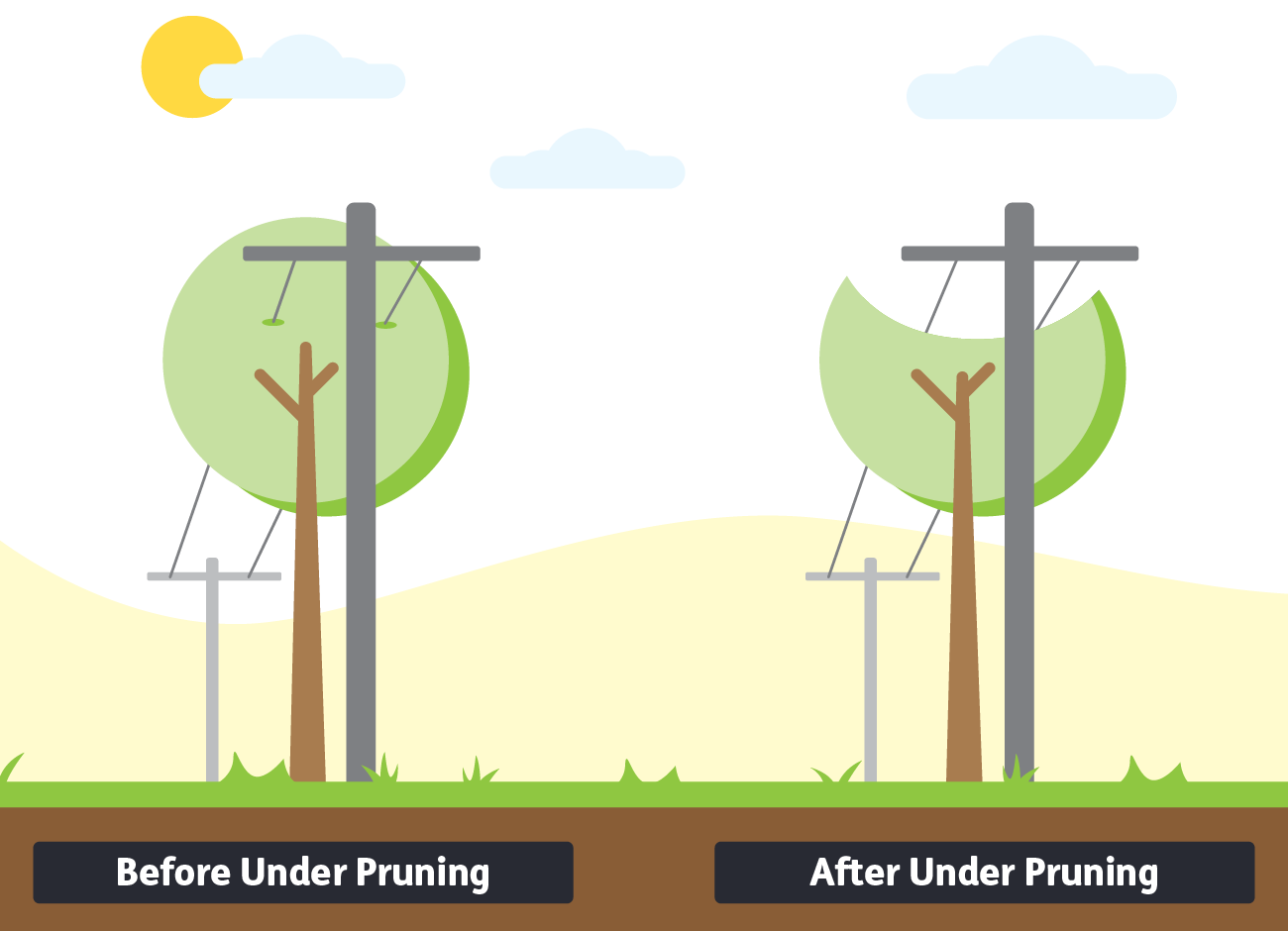 Graphic depicting under pruning technique