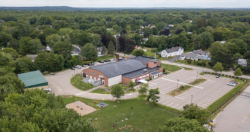 aerial picture of the Saco Community Center