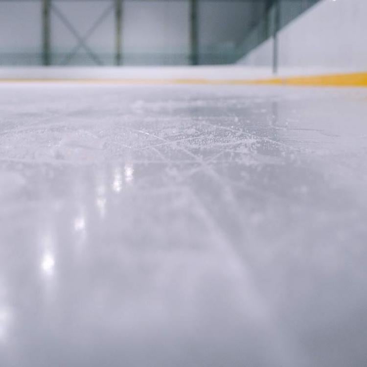 close up of ice in ice rink