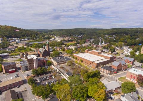 aerial view of the city of Fitchburg, Massachusetts